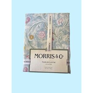 MORRIS & Co Leicester Floral 60x84 In. Blue Pink White Cotton Tablecloth NWT